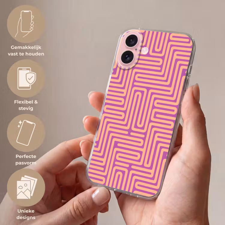Telefoonhoesje - Patroon - Lijnen - Abstract - Modern - Paars — 4