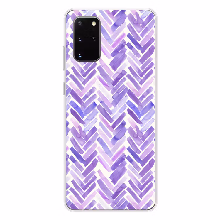 Telefoonhoesje - Paars - Visgraat - Aquarel - Penseelstreken - Patroon — 4