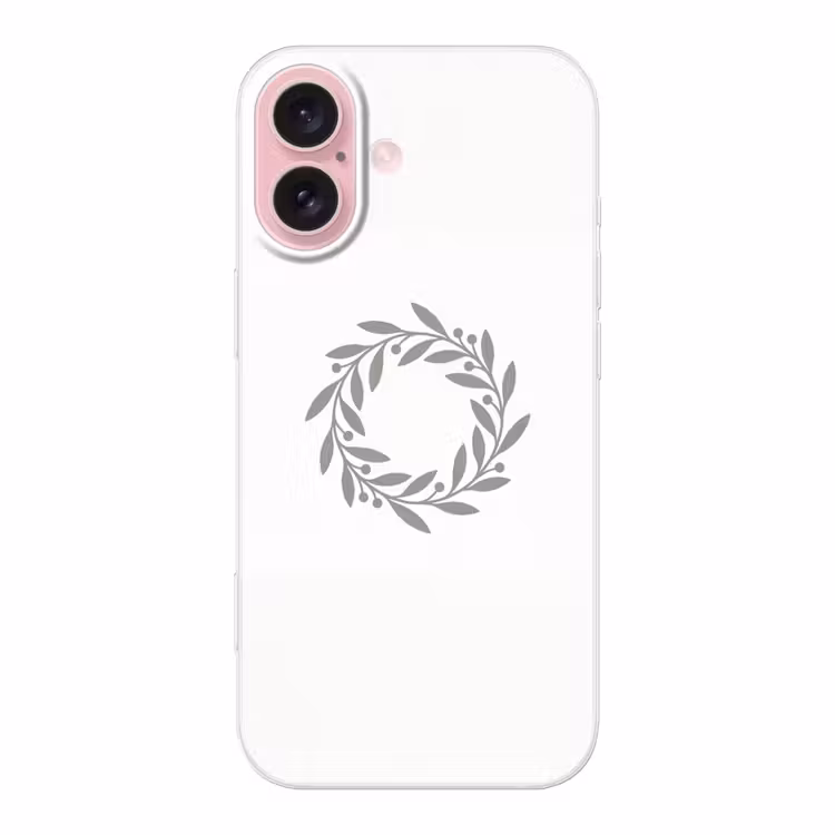 Telefoonhoesje - Krans - Bladeren - Natuur - Minimalistisch - Grijs — 1