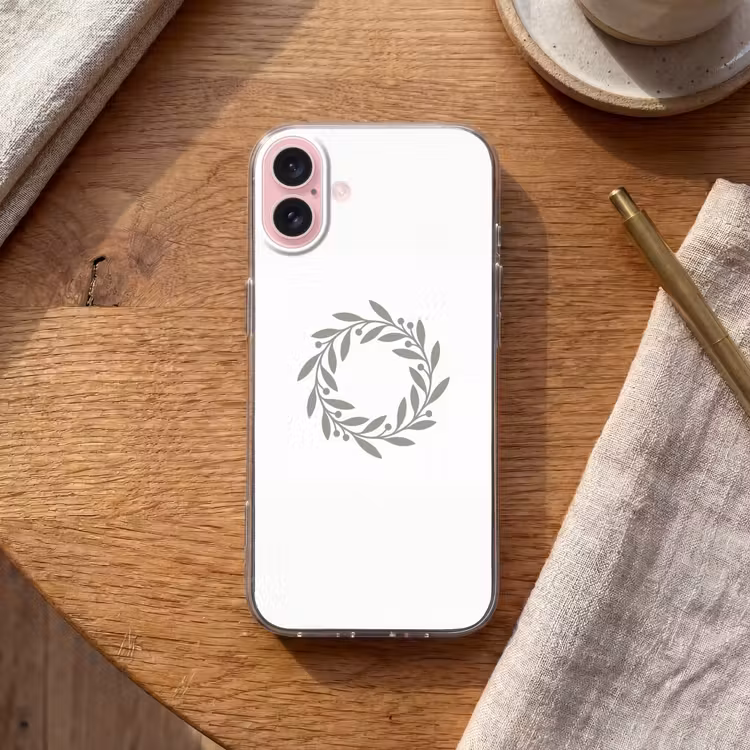 Telefoonhoesje - Krans - Bladeren - Natuur - Minimalistisch - Grijs — 2