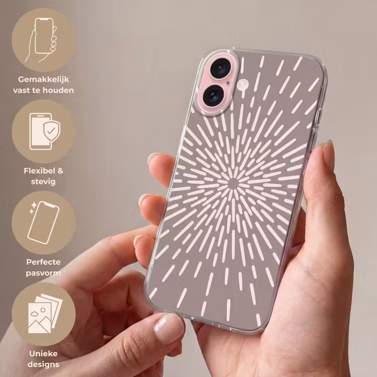 Telefoonhoesje - Patroon - Stralen - Abstract - Modern - Grijs — 4