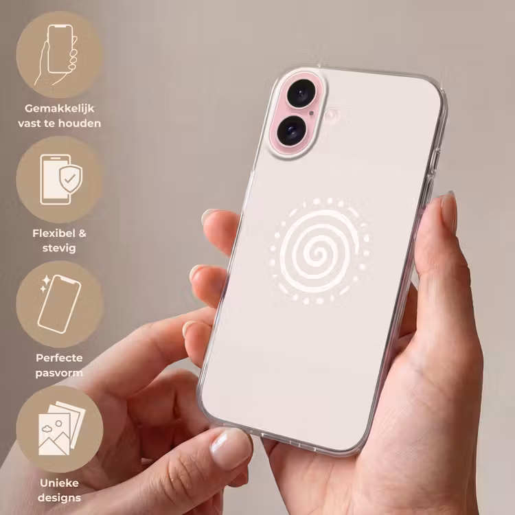 Telefoonhoesje - Symbool - Spiraal - Abstract - Minimalistisch - Beige — 4