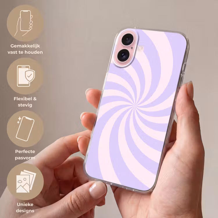 Telefoonhoesje - Patroon - Spiraal - Abstract - Modern - Paars-Roze — 4
