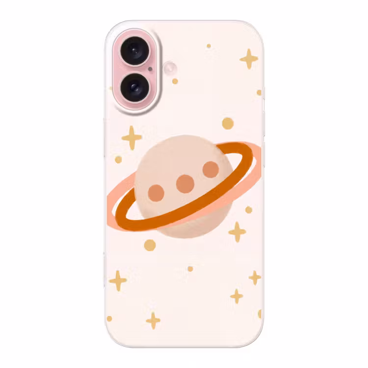 Telefoonhoesje - Planeet - Ringen - Ruimte - Illustratie - Beige — 1