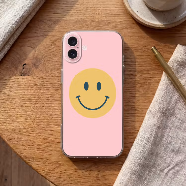 Telefoonhoesje - Smiley - Geel - Roze - Symbool - Minimalistisch — 2