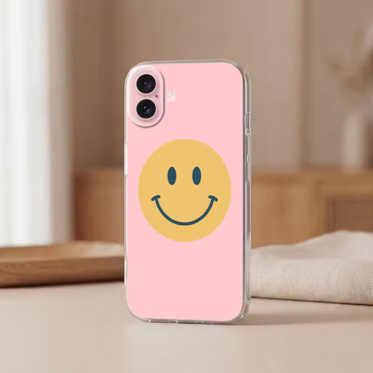 Telefoonhoesje - Smiley - Geel - Roze - Symbool - Minimalistisch — 3