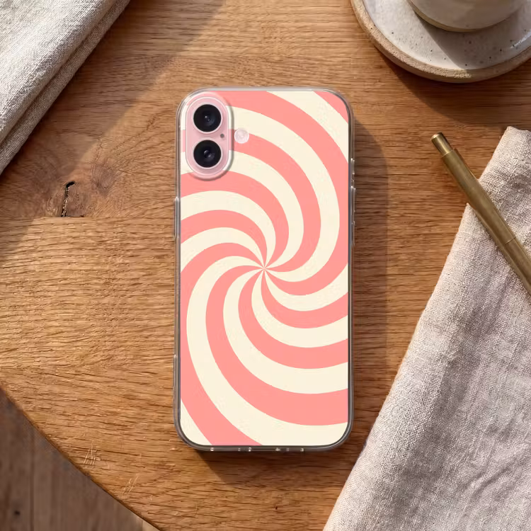Telefoonhoesje - Spiraal - Patroon - Abstract - Roze - Beige — 2