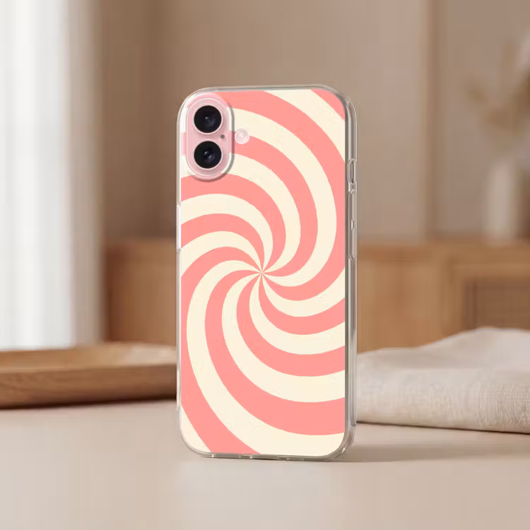 Telefoonhoesje - Spiraal - Patroon - Abstract - Roze - Beige — 3