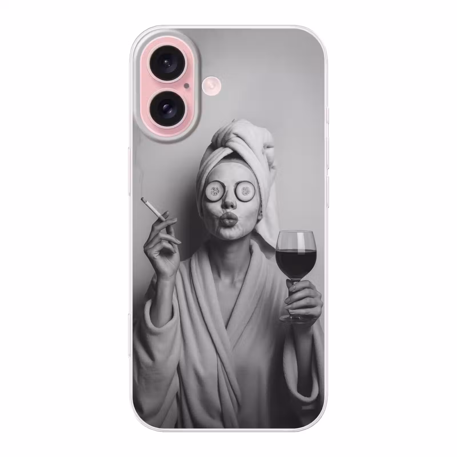 Telefoonhoesje - Vrouw - Masker - Wijn - Sigaret — 1