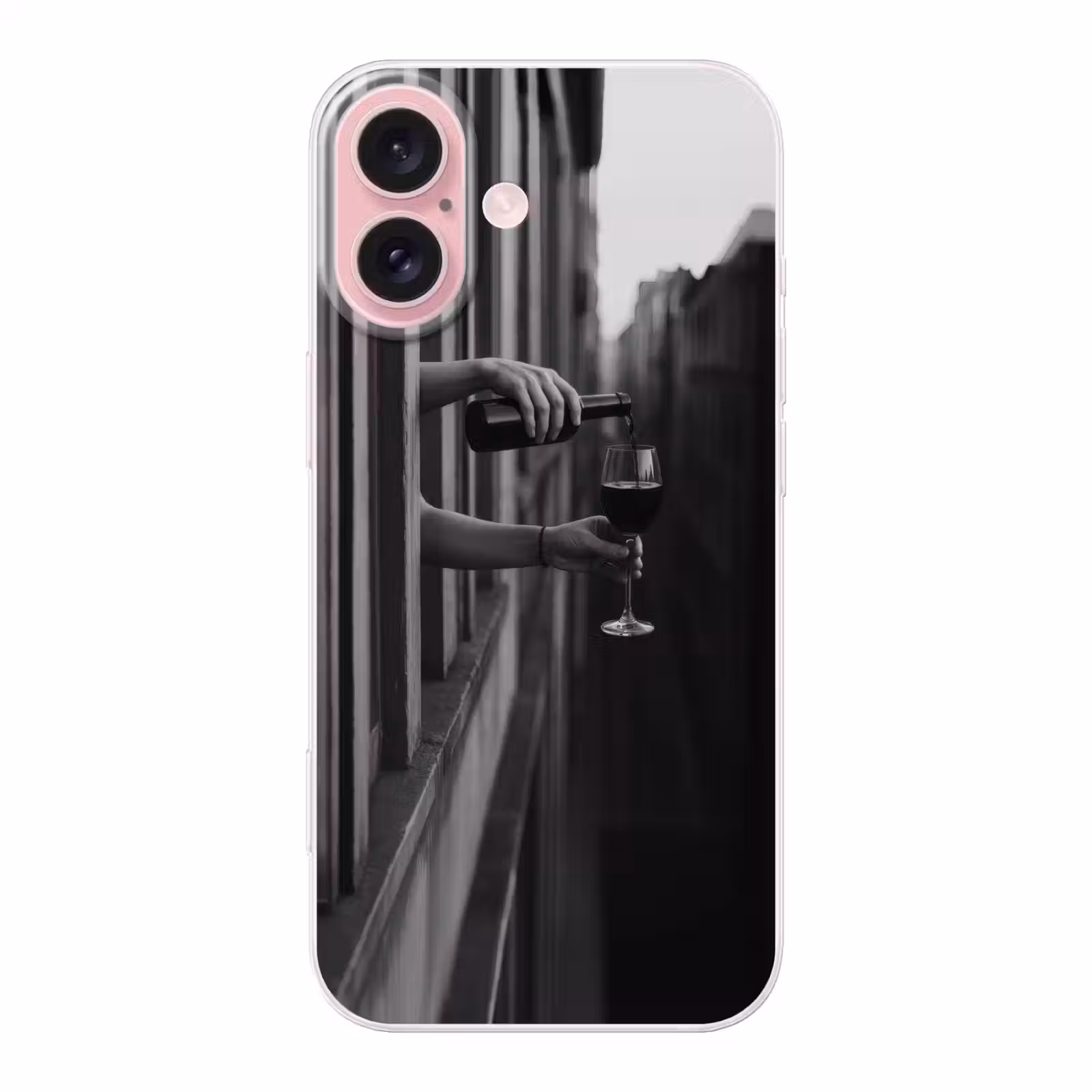 Telefoonhoesje - Wijnfles - Glas - Handen - Raam — 1
