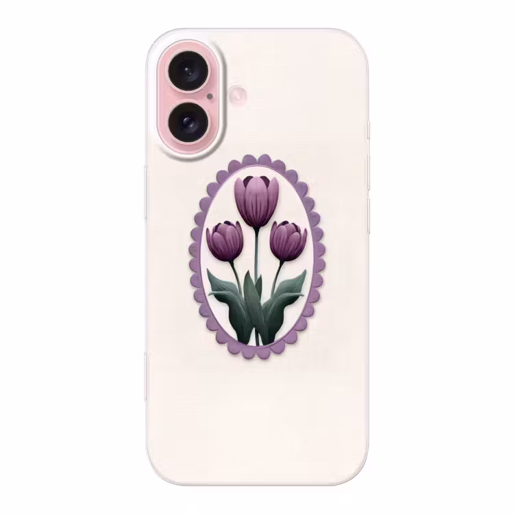 Telefoonhoesje - Tulpen - Paars - Lijst - Bladeren — 1