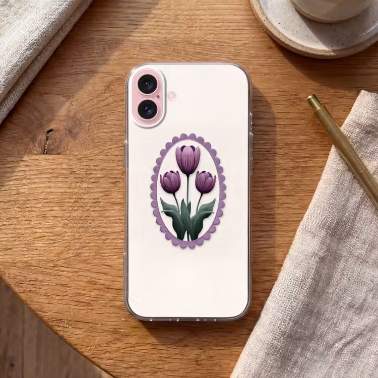 Telefoonhoesje - Tulpen - Paars - Lijst - Bladeren — 2