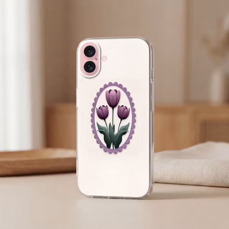 Telefoonhoesje - Tulpen - Paars - Lijst - Bladeren — 3