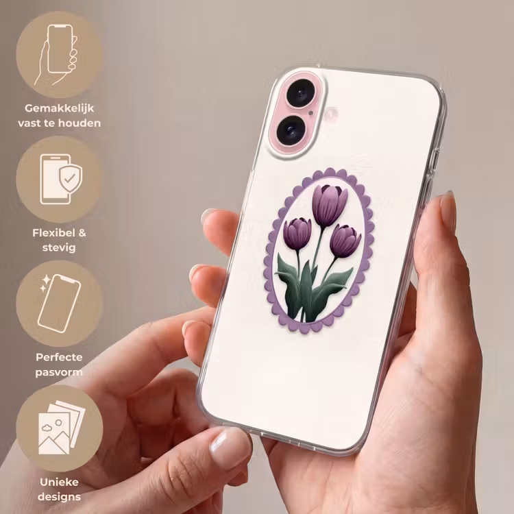 Telefoonhoesje - Tulpen - Paars - Lijst - Bladeren — 4