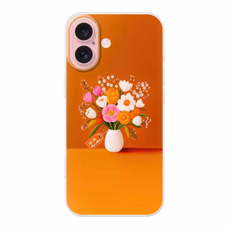 Telefoonhoesje - Vaas - Bloemen - Oranje — 1