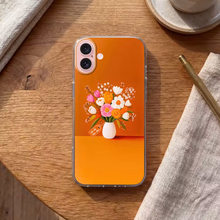 Telefoonhoesje - Vaas - Bloemen - Oranje — 2
