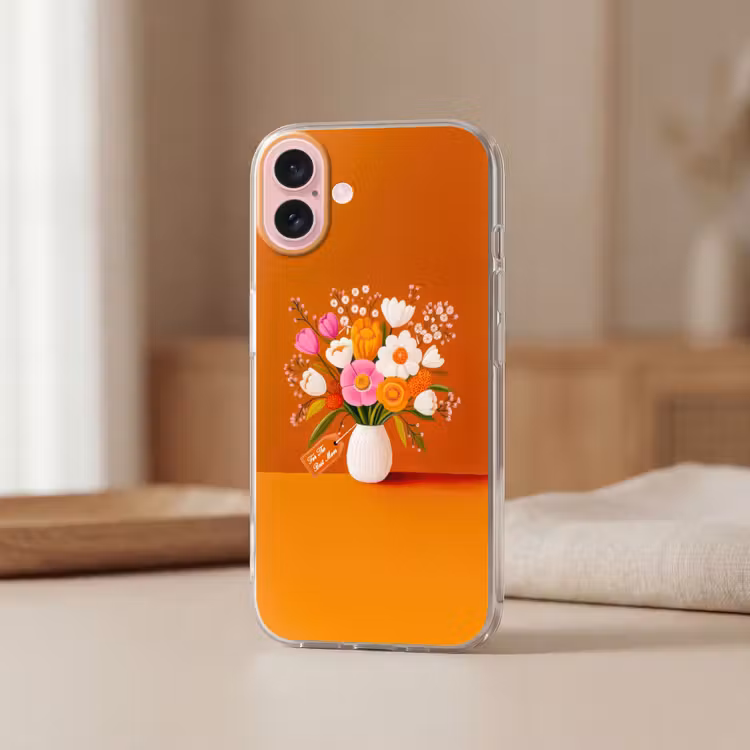Telefoonhoesje - Vaas - Bloemen - Oranje — 3