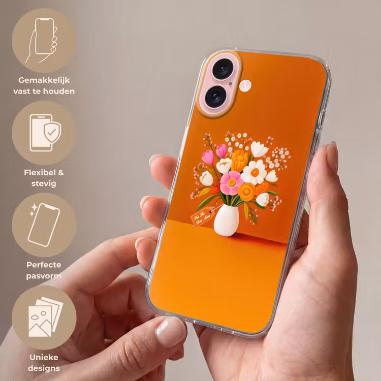 Telefoonhoesje - Vaas - Bloemen - Oranje — 4