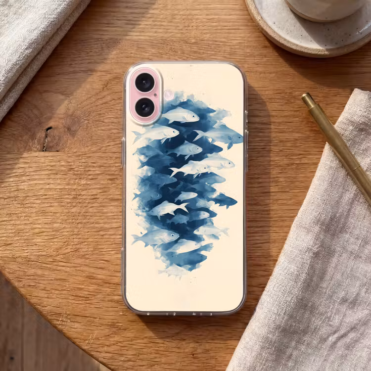 Telefoonhoesje - Vissen - Minimalistisch - Blauw — 2