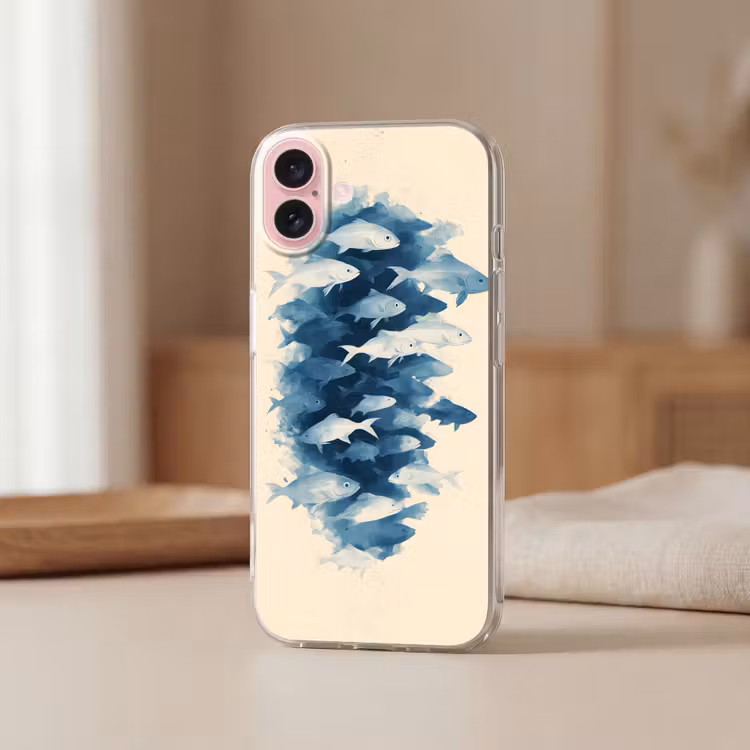 Telefoonhoesje - Vissen - Minimalistisch - Blauw — 3