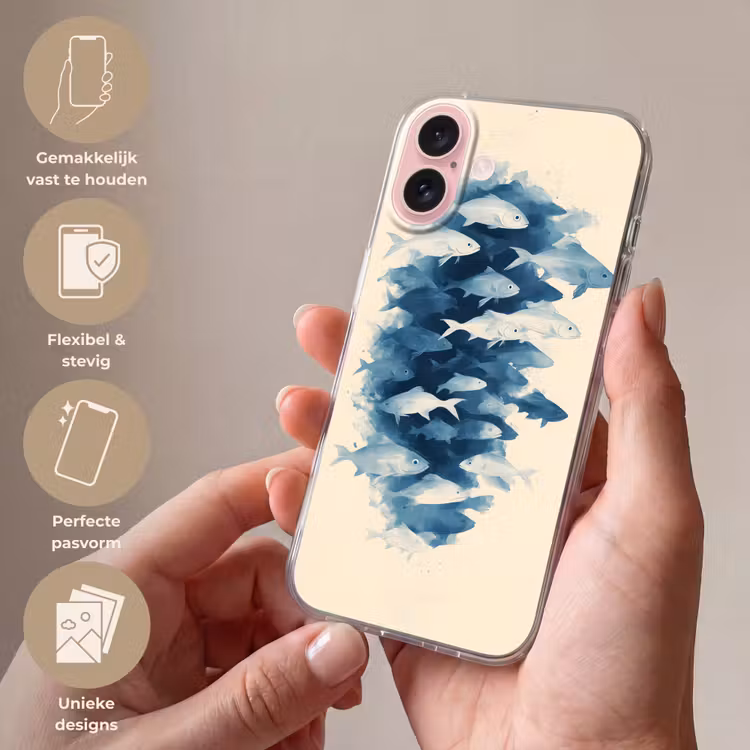 Telefoonhoesje - Vissen - Minimalistisch - Blauw — 4
