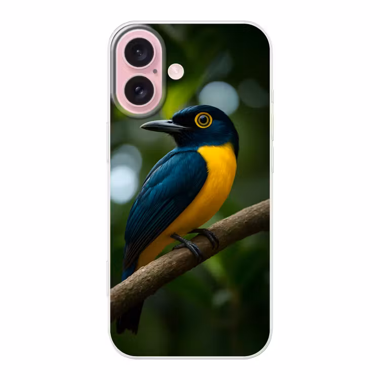 Telefoonhoesje - Vogel - Tak - Geel - Bladeren — 1