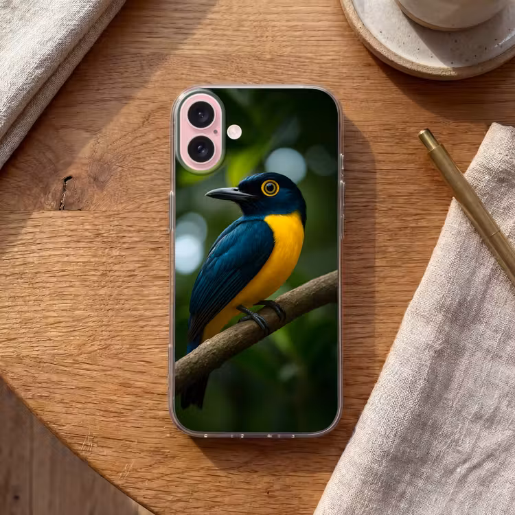 Telefoonhoesje - Vogel - Tak - Geel - Bladeren — 2