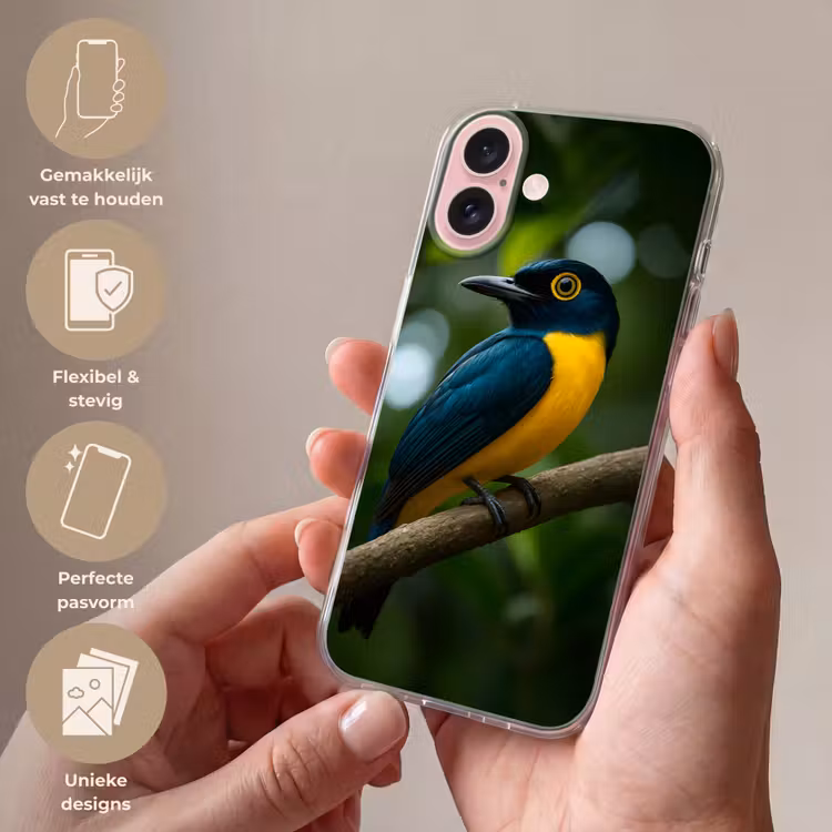 Telefoonhoesje - Vogel - Tak - Geel - Bladeren — 4