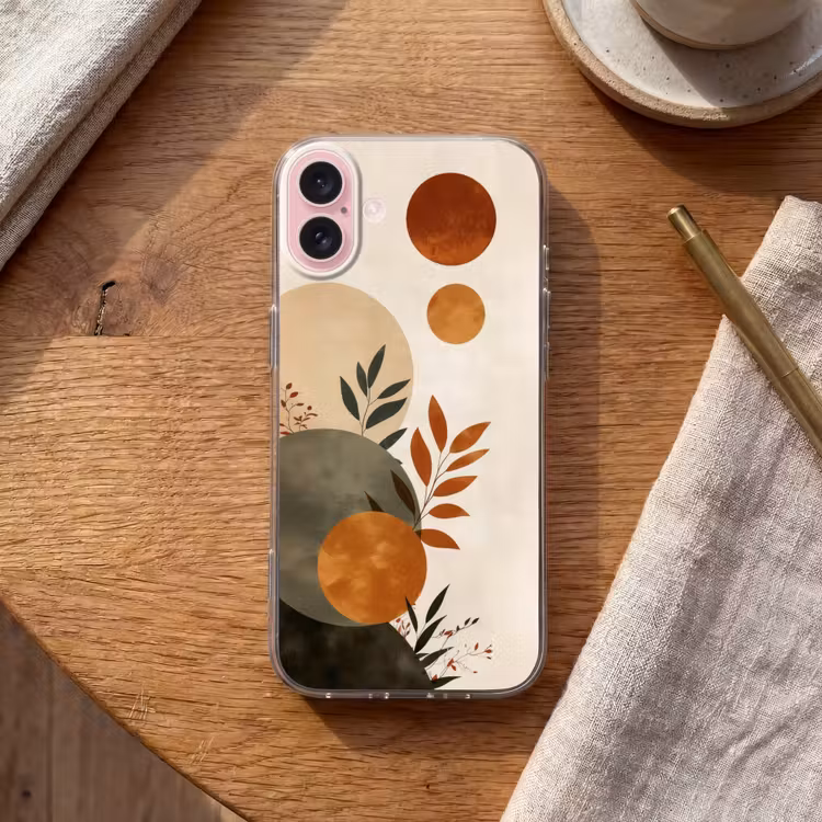 Telefoonhoesje - Vormen - Rond - Bladeren - Beige — 2