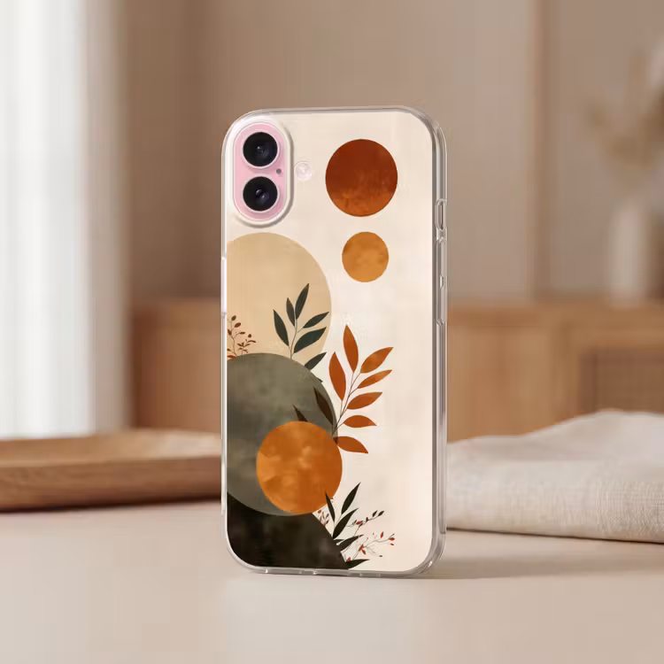 Telefoonhoesje - Vormen - Rond - Bladeren - Beige — 3