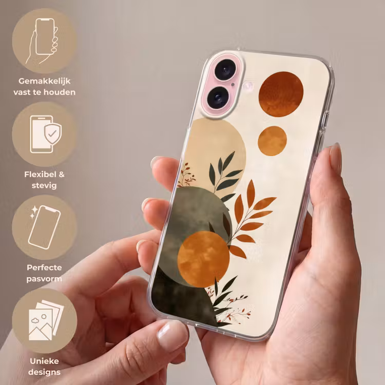 Telefoonhoesje - Vormen - Rond - Bladeren - Beige — 4