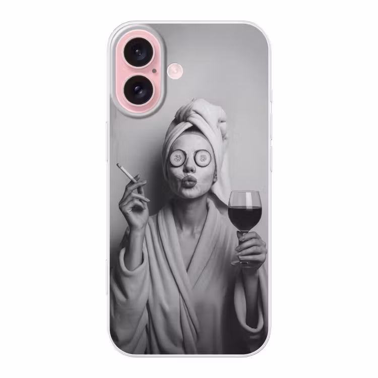 Telefoonhoesje - Vrouw - Masker - Wijn - Sigaret — 1