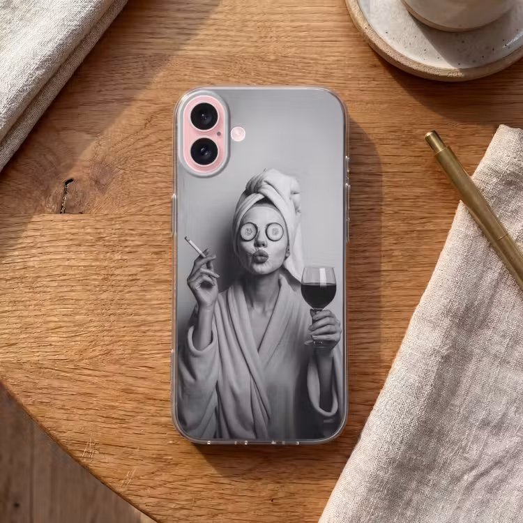 Telefoonhoesje - Vrouw - Masker - Wijn - Sigaret — 2