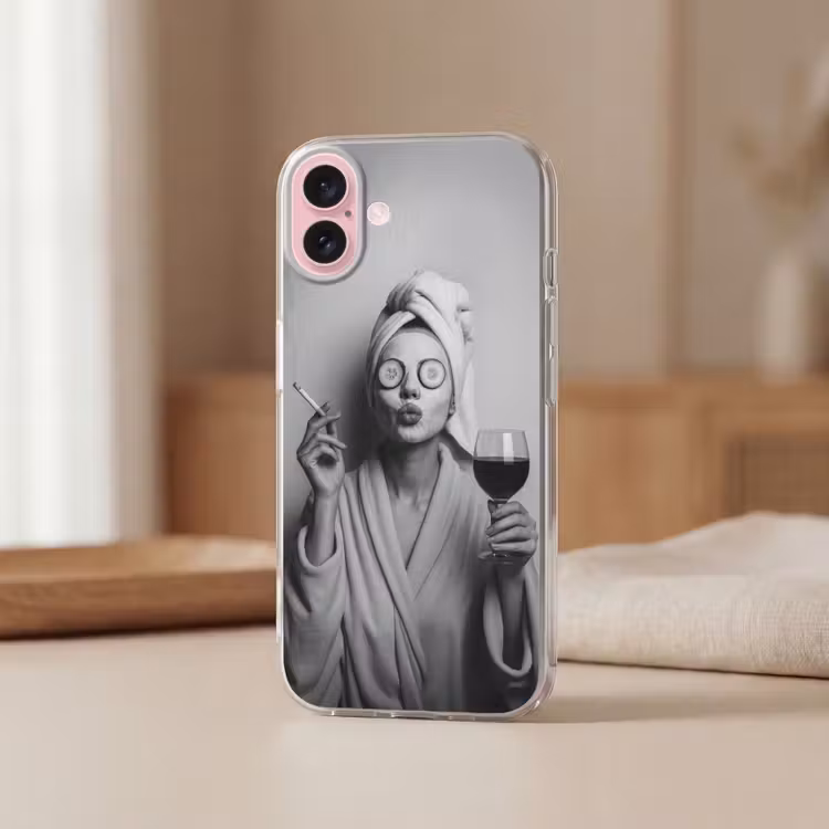 Telefoonhoesje - Vrouw - Masker - Wijn - Sigaret — 3