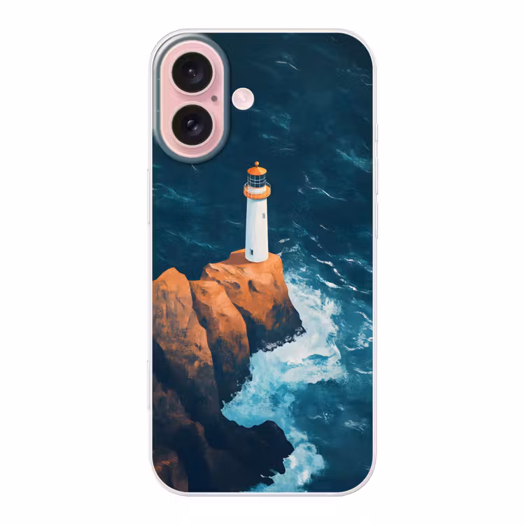 Telefoonhoesje - Vuurtoren - Rots - Zee - Golven — 1