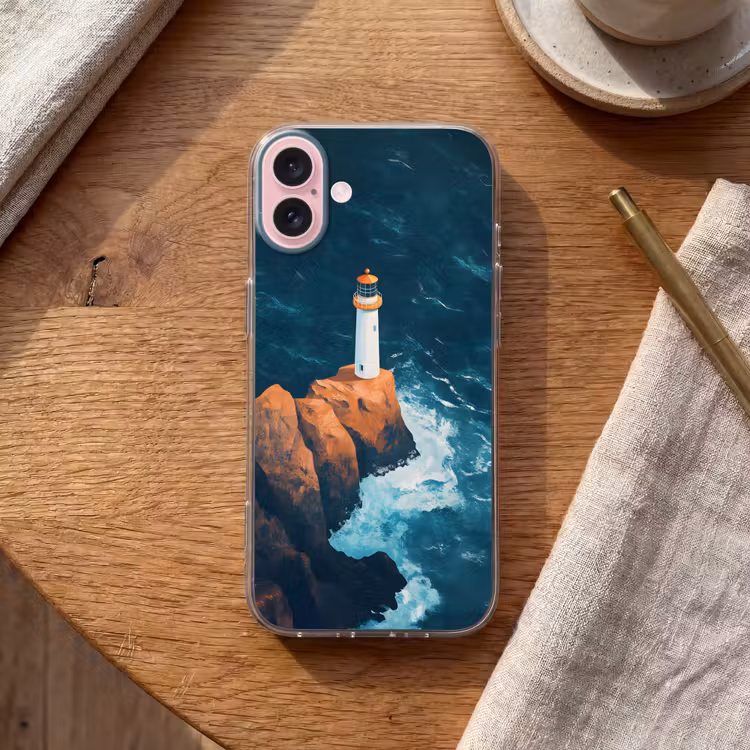 Telefoonhoesje - Vuurtoren - Rots - Zee - Golven — 2