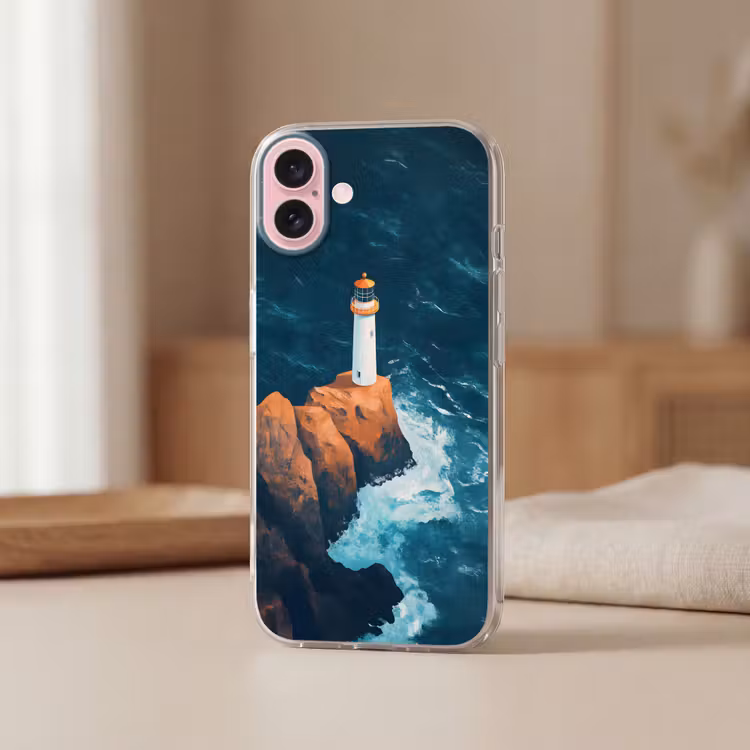 Telefoonhoesje - Vuurtoren - Rots - Zee - Golven — 3