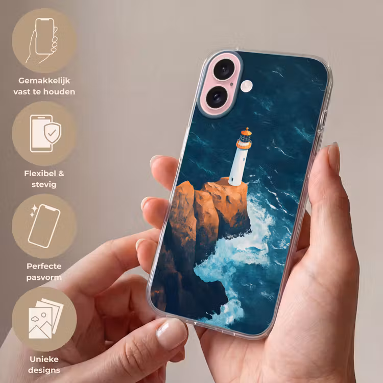 Telefoonhoesje - Vuurtoren - Rots - Zee - Golven — 4