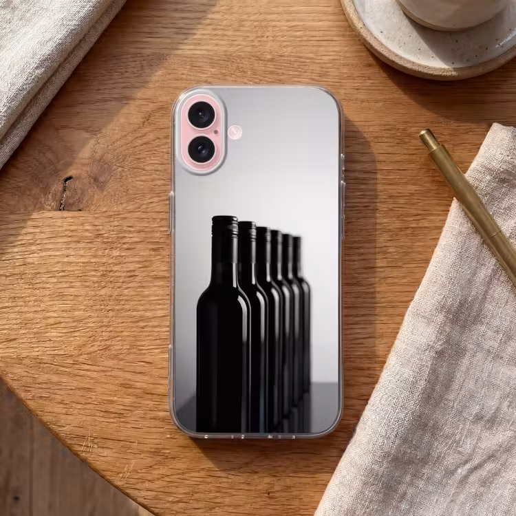 Telefoonhoesje - Wijnflessen - Zwart - Minimalistisch — 2