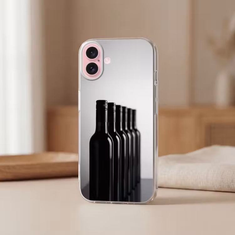 Telefoonhoesje - Wijnflessen - Zwart - Minimalistisch — 3