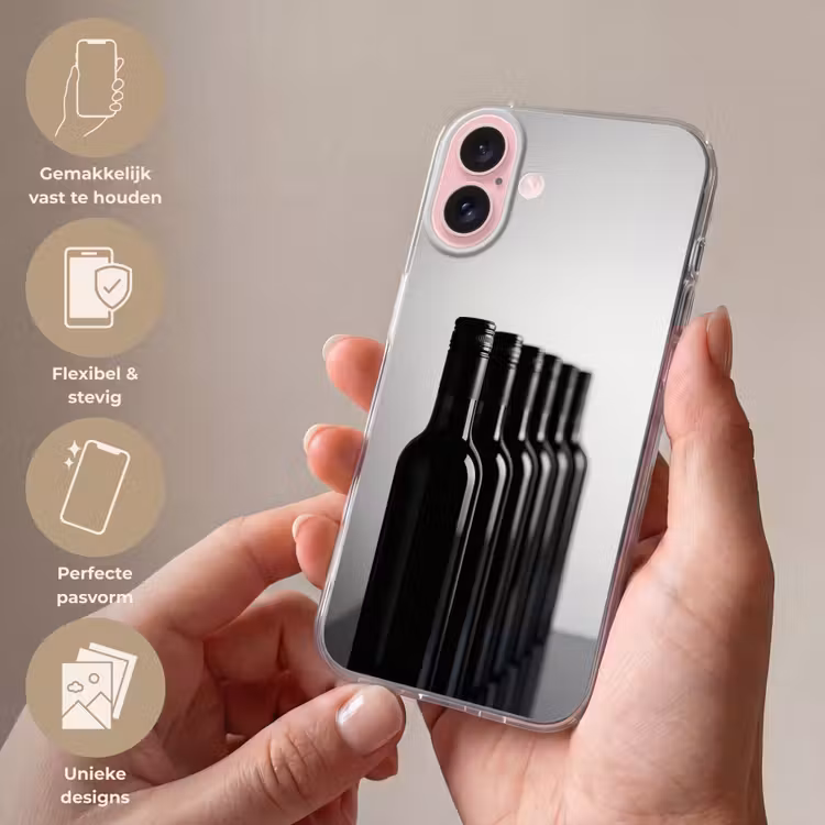 Telefoonhoesje - Wijnflessen - Zwart - Minimalistisch — 4