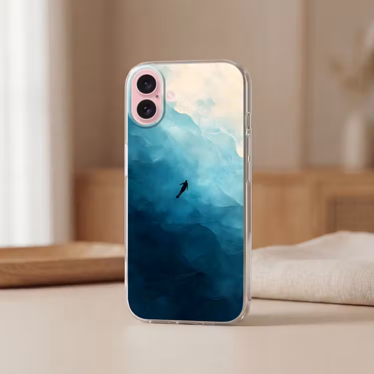 Telefoonhoesje - Zee - Silhouet - Abstract - Blauw — 3