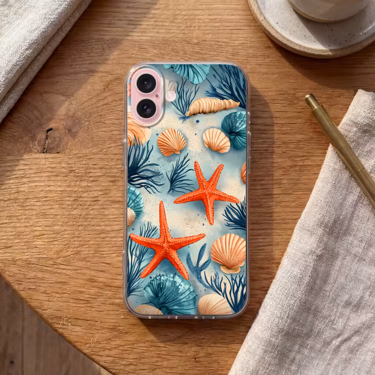 Telefoonhoesje - Zeesterren - Schelpen - Illustratie - Zand — 2