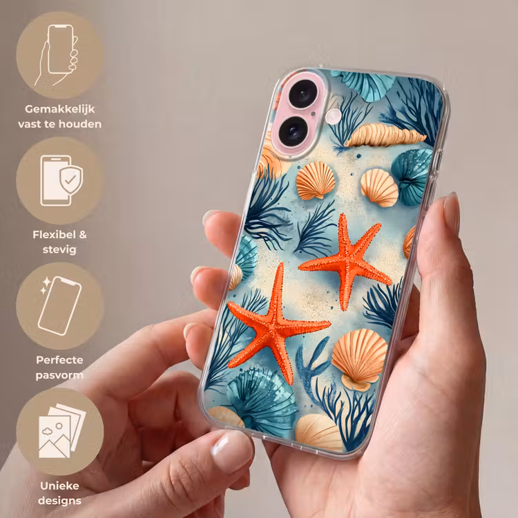 Telefoonhoesje - Zeesterren - Schelpen - Illustratie - Zand — 4