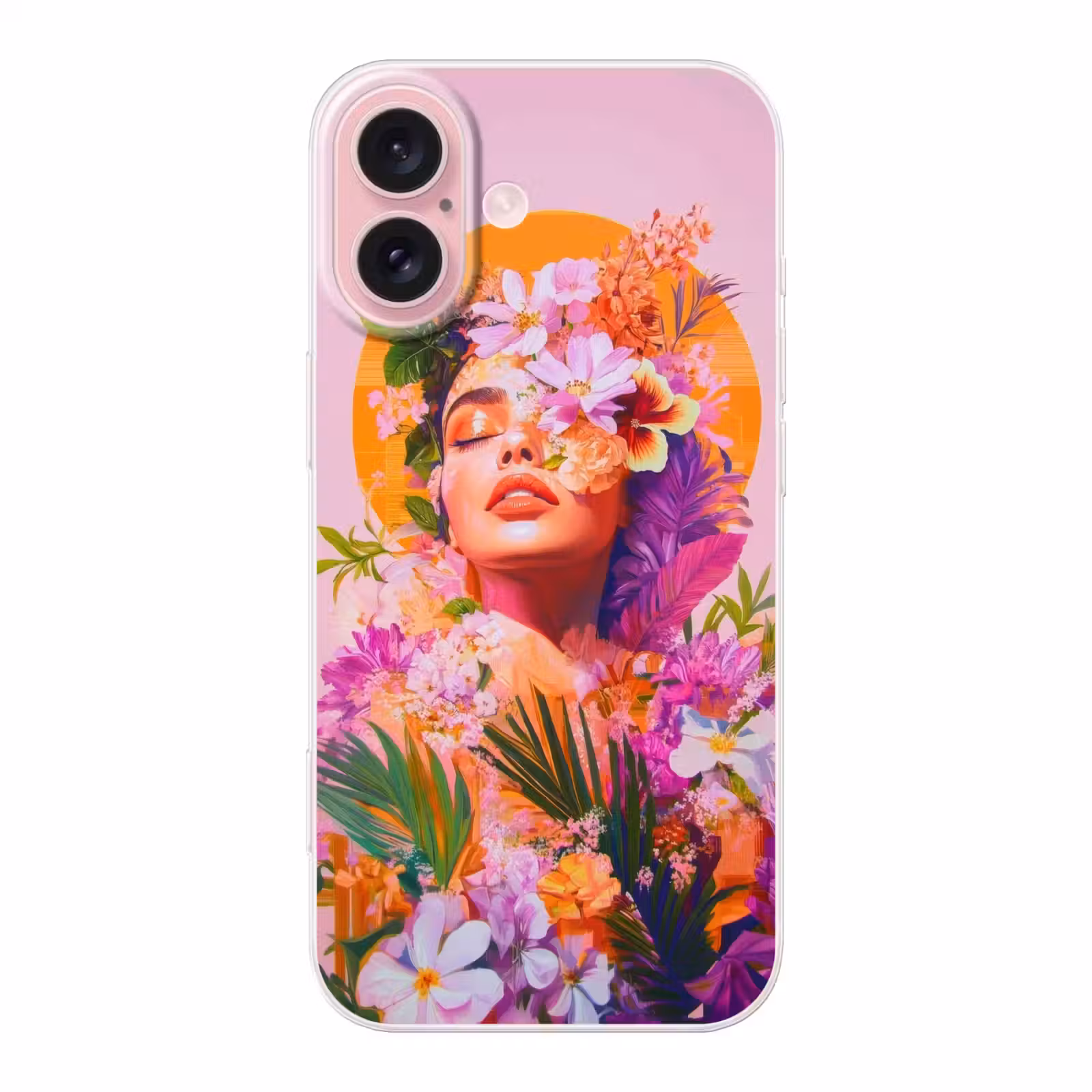 Telefoonhoesje - Vrouw - Abstract - Cirkel - Bloemen — 1
