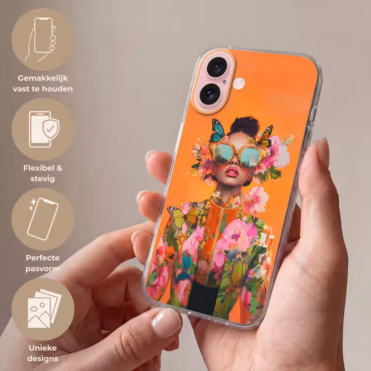 Telefoonhoesje - Vlinders - Vrouw - Zonnebril - Kleurrijk — 4