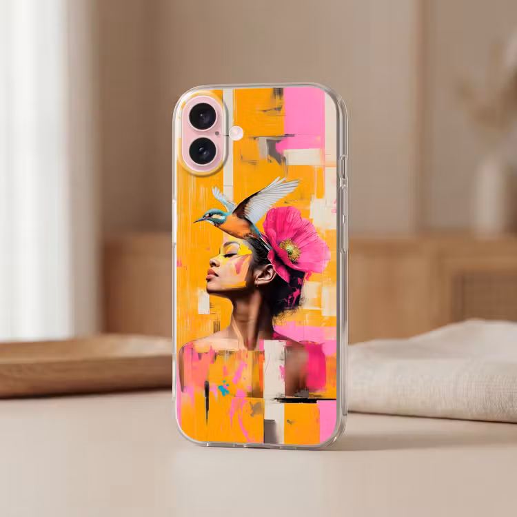 Telefoonhoesje - Vogel - Vrouw - Abstract - Bloem — 3