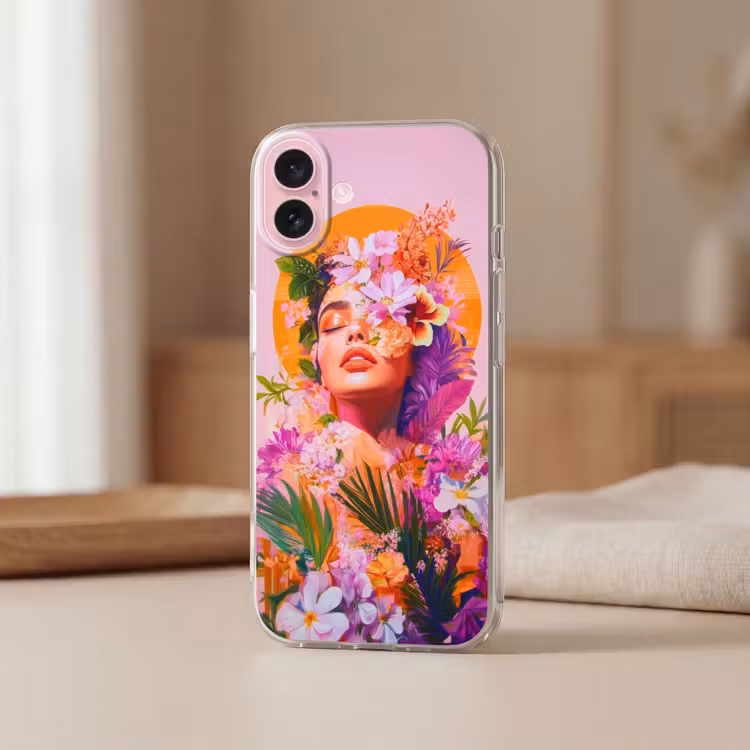 Telefoonhoesje - Vrouw - Abstract - Cirkel - Bloemen — 3