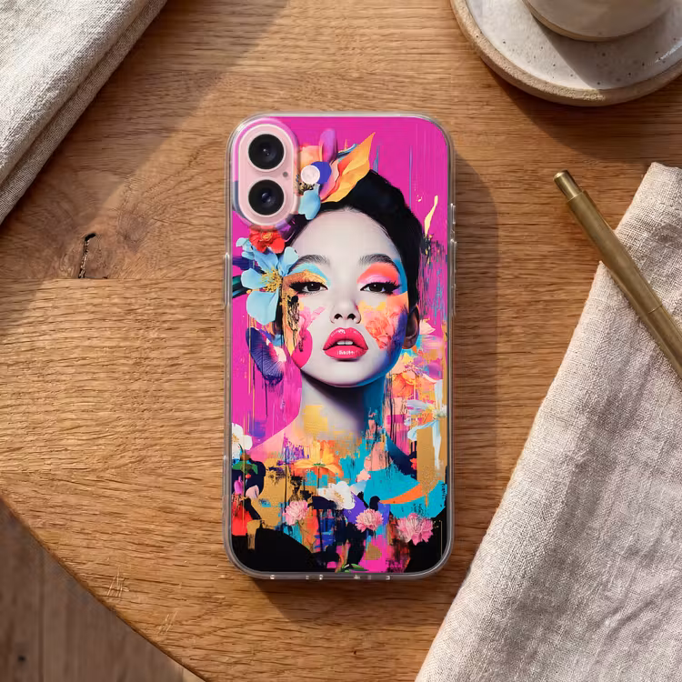 Telefoonhoesje - Vrouw - Portret - Abstract - Paars — 2