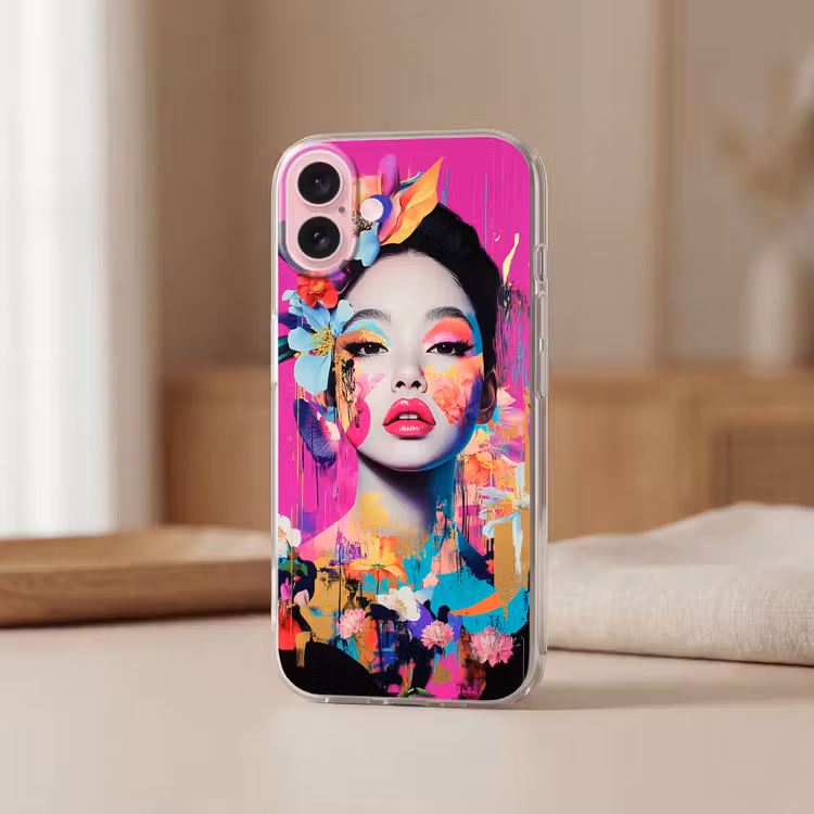 Telefoonhoesje - Vrouw - Portret - Abstract - Paars — 3